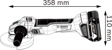 SZLIFIERKA KĄTOWA AKUMULATOROWA GWS 18V-10 125 2*5.0AH L-BOX BOSCH SZLIFIERKA KĄTOWA AKUMULATOROWA GWS 18V-10 125 2*5.0AH L-BOX BOSCH
